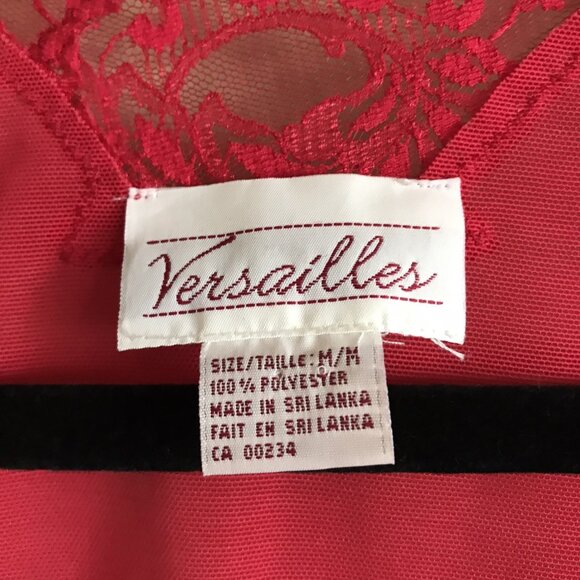 Vintage Versailles Red Lace-Trimmed Long Slip Dress 90s The Bay Canada Size M - Picture 6 of 10